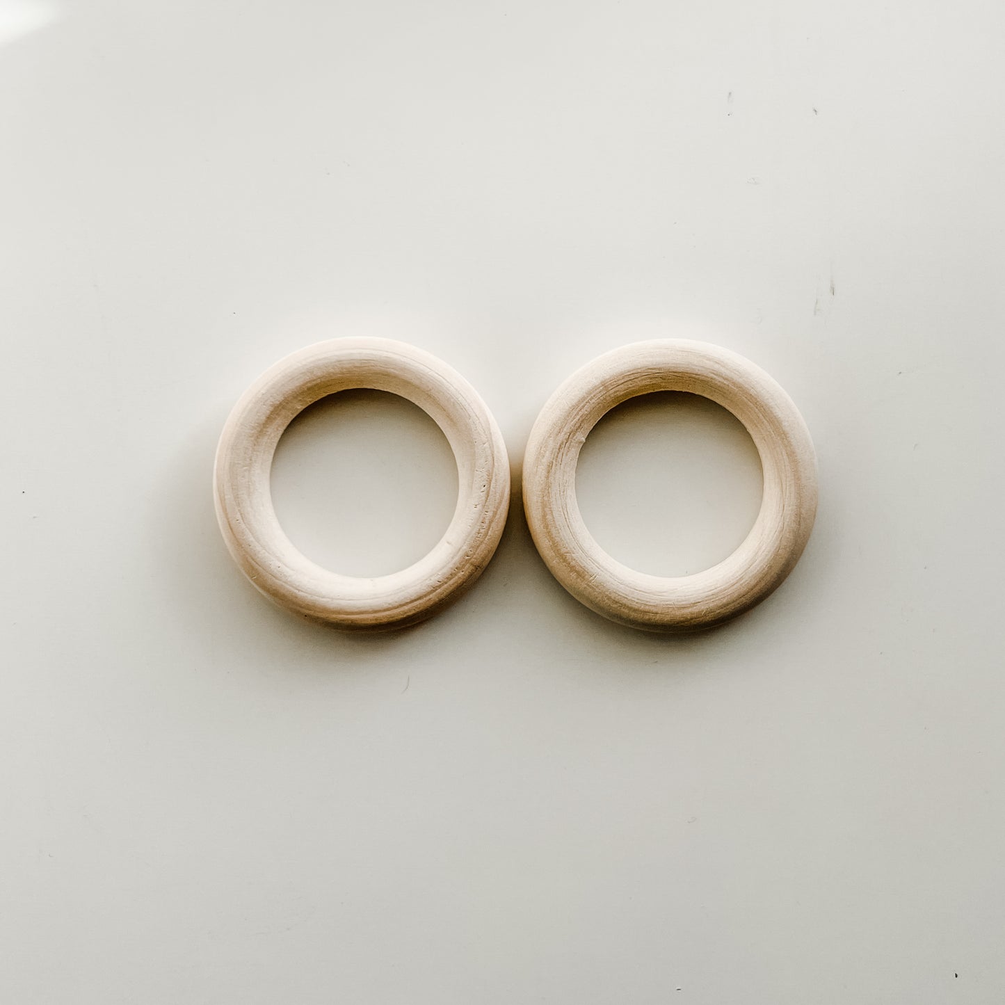 55mm - 90mm Wooden Teether / Macrame Rings - 2 Pack