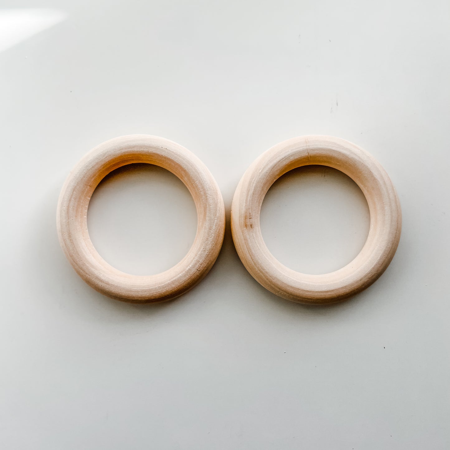 55mm - 90mm Wooden Teether / Macrame Rings - 2 Pack