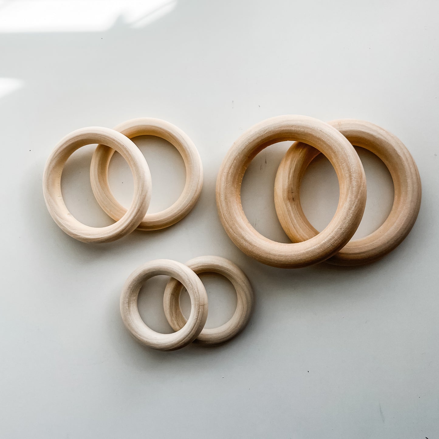55mm - 90mm Wooden Teether / Macrame Rings - 2 Pack