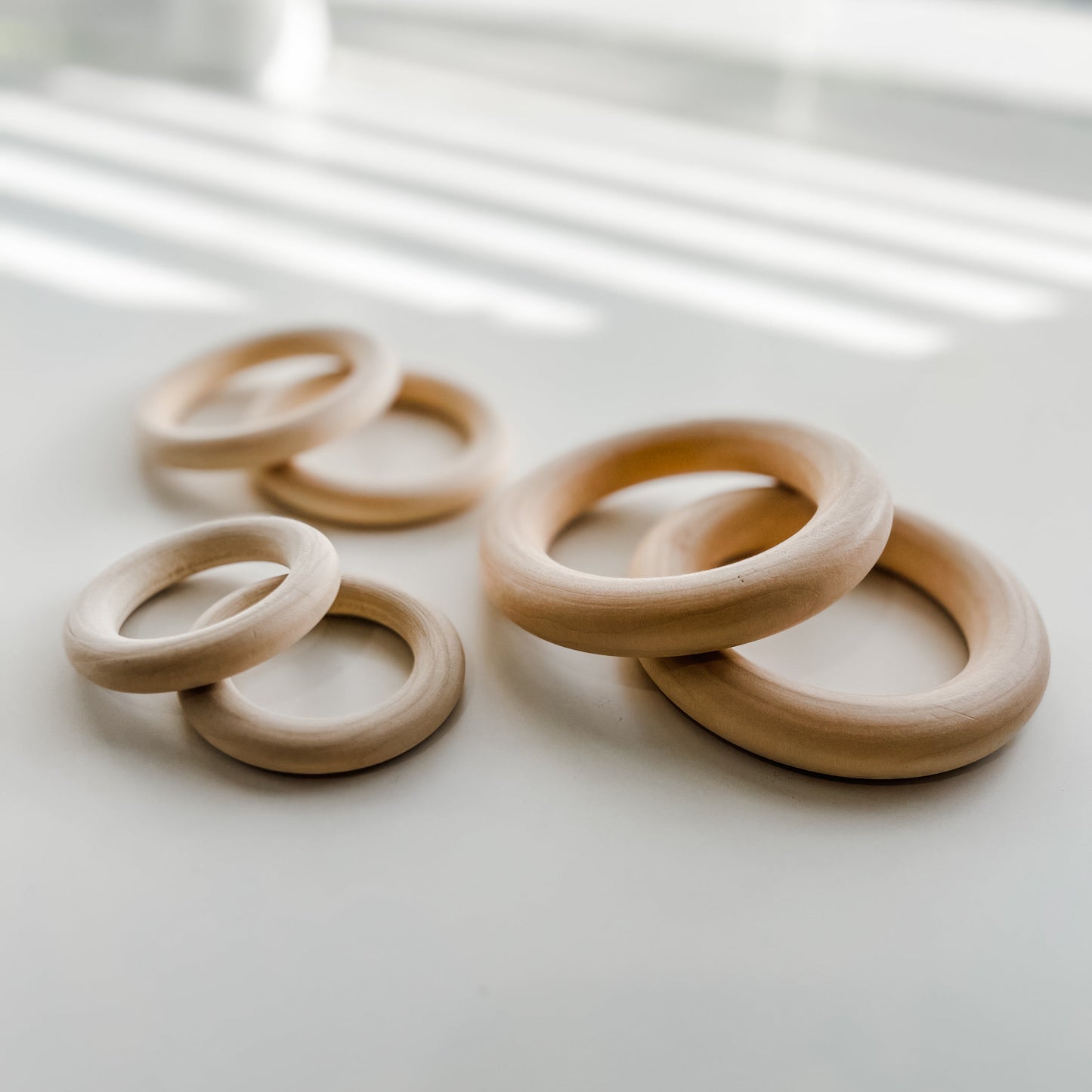 55mm - 90mm Wooden Teether / Macrame Rings - 2 Pack