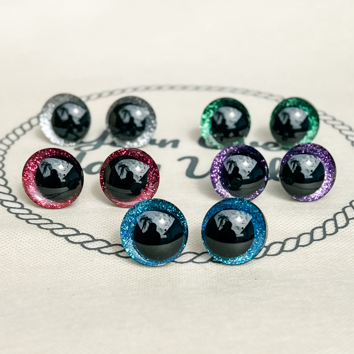 Crescent Moon Glitter Safety Eyes (16mm - 30mm)